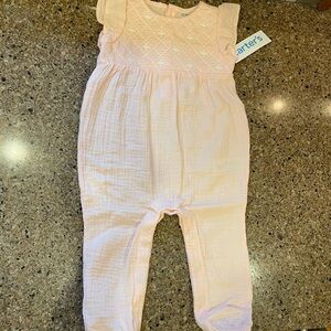 Carter's Light Pink Infant Romper with Smocked Detail